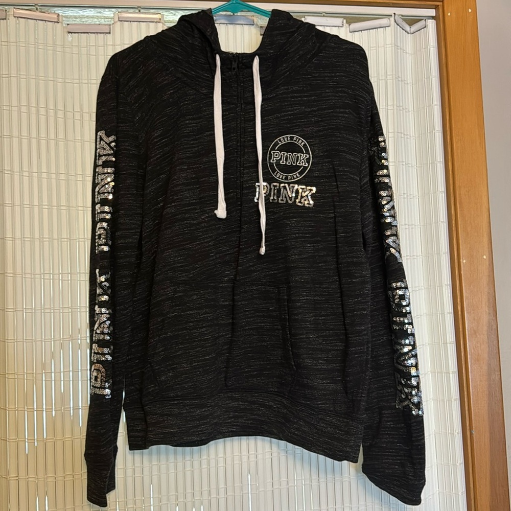 Pink Victoria Secret half zip sweatshirt size large